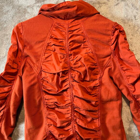 XCVI Orange Ruched Long Sleeve Blouse Boho Romantic Style Size Large Artsy - Picture 3 of 7